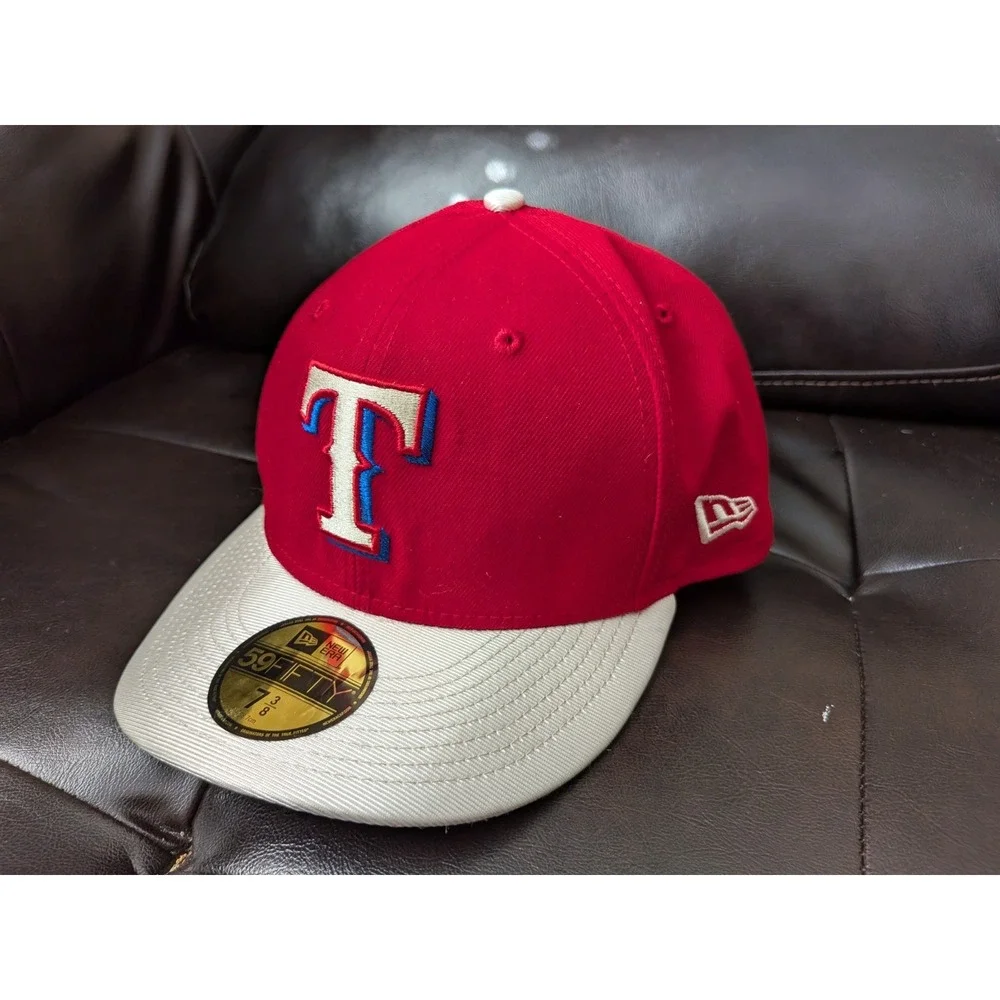 Texas Rangers New Era Authentic Collection Cap Hat Men's Size 7 3/8  Red